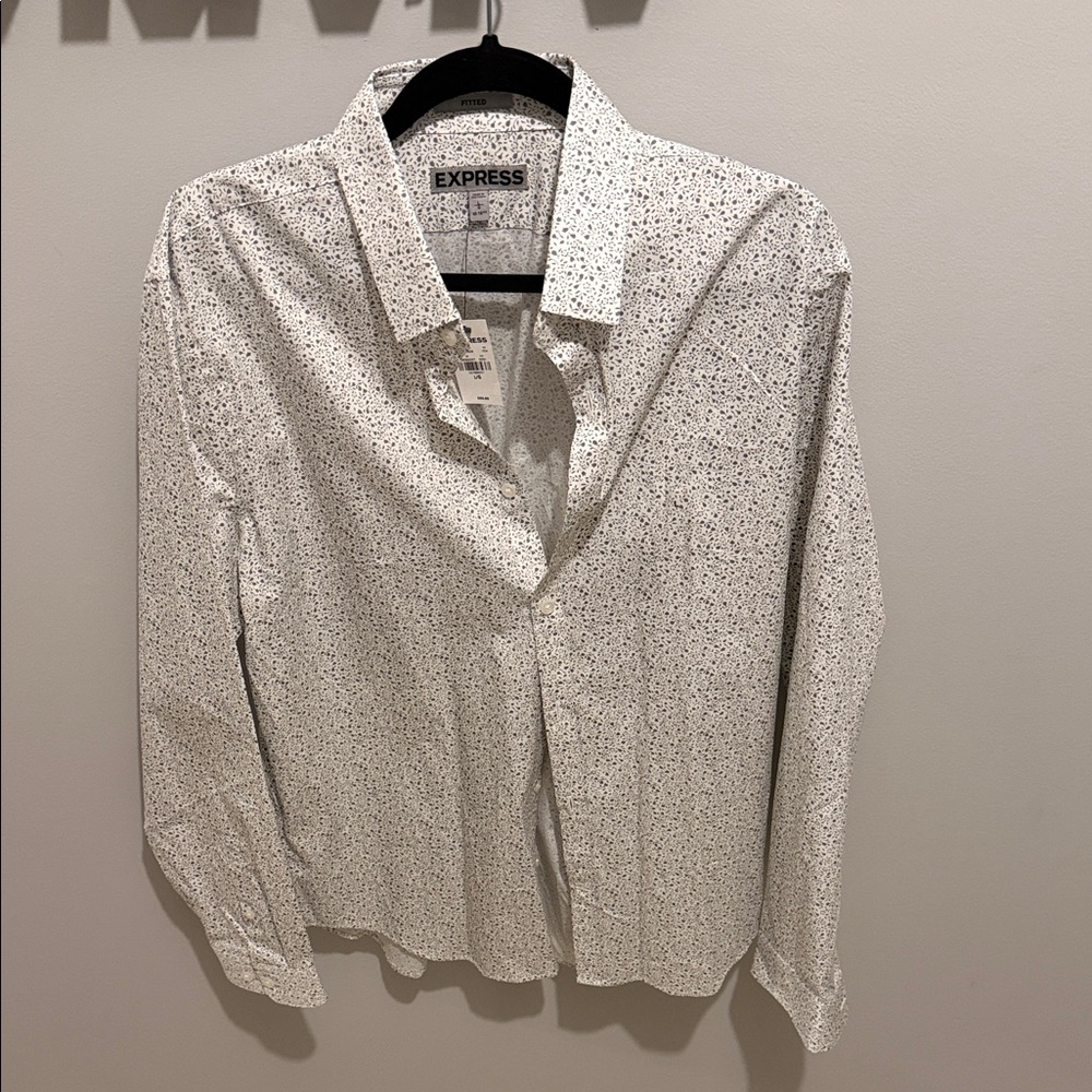 Express White and Gray Patterned Shirt